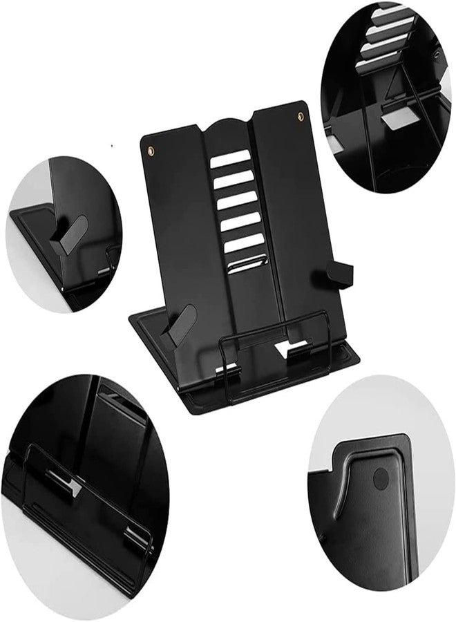 PERPART Metal Book Stand Holder | Adjustable Cookbook Holder, Non-Slip & Stable, Foldable & Portable, Multi-Function (Black) - Image 2